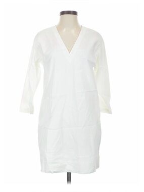 Theory White V-Neck Shift Dress